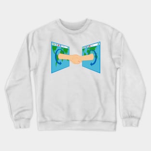 Internet Handshake Over Web Browser Crewneck Sweatshirt